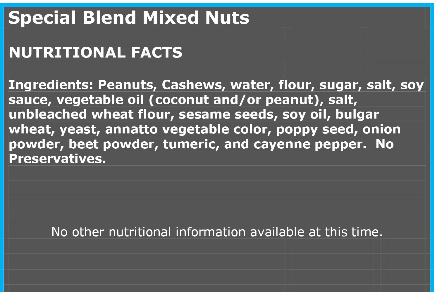 Special Blend Nutritional Facts